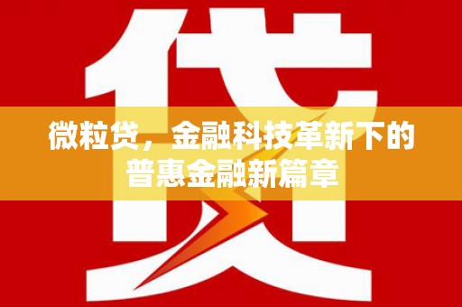 汾阳微粒贷，金融科技革新下的普惠金融新篇章