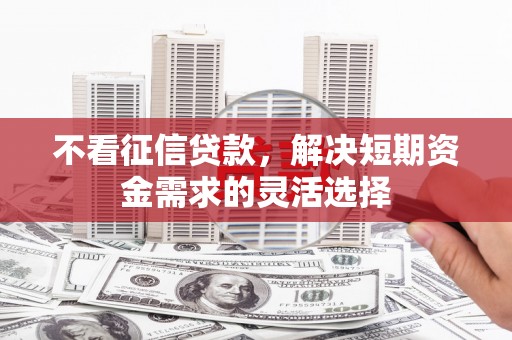 汾阳不看征信贷款，解决短期资金需求的灵活选择
