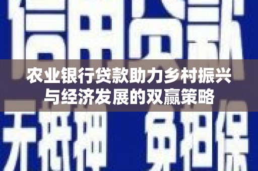 汾阳农业银行贷款助力乡村振兴与经济发展的双赢策略