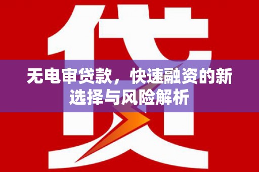 汾阳无电审贷款，快速融资的新选择与风险解析
